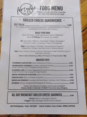 The menu, 19th December 2020 at FortyFive in York