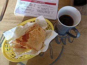 Toastie and coffee at FortyFive in York