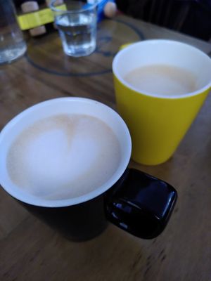 Decaf oat lattes (January 2023) at FortyFive in York
