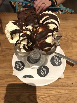 Brownie sundae   at Mrs. Potts Chocolate House in Bristol