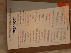 Menu at Mrs. Potts Chocolate House in Bristol