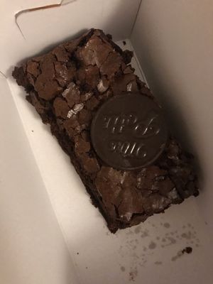 Vegan brownie at Mrs. Potts Chocolate House in Bristol