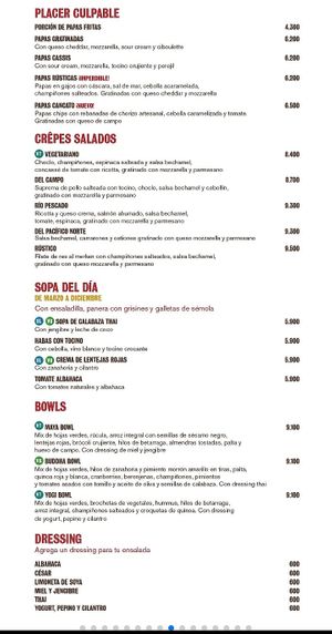 Menu6 at Café Cassis in Pucon