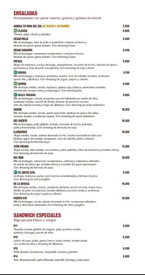 Menu5 at Café Cassis in Pucon