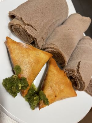 Sambusa & Injera   at Habesha in Austin