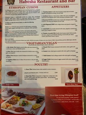 Menu at Habesha in Austin