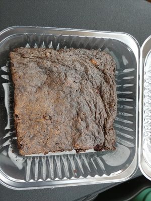 Vegan Zucchini Brownie: Nice chewy texture, really great vegan brownie find. Owner, Gracie, offers samples! at Blushing Buffalo in El Paso