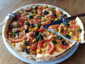 Vegan Pizza mit simply V Käse at Zum Ferdl in Hengersberg