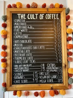 Menu  at The Cult of Coffee in Aberdeen
