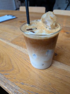 Iced oatmilk latte at The Cult of Coffee in Aberdeen