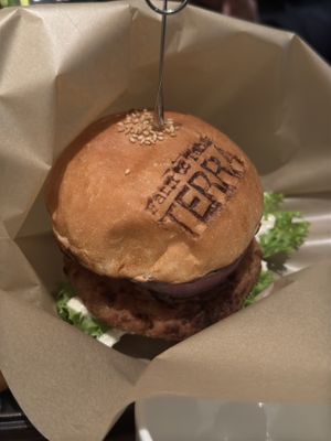 The vegan burger at Terra in Sapporo