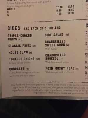 Vegan sides at The Green Man in London