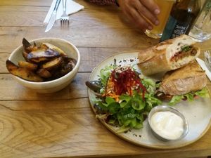 Vegan Sandwich + added fries with homemade mayo at Super Fourchette in Brussels