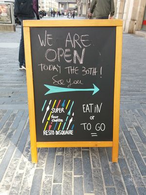 Look for this sign at Super Fourchette in Brussels