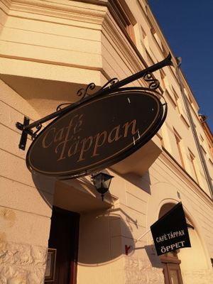 Street sign for Café Täppan at Täppan Café & Mat in Norrkoping