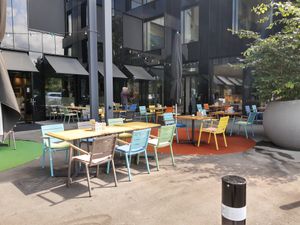 Outdoor seating at Aja in Zurich