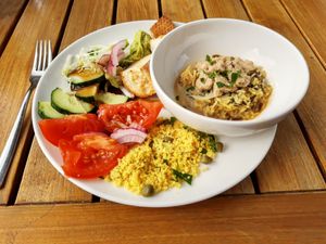 Buffet and tofu rice at Aja in Zurich