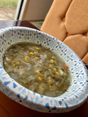 Complementary lentil soup at Foodamed in Mc Allen