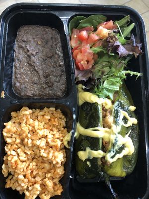 Chile relleno meal prep at Foodamed in Mc Allen