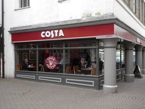 Costa entrance at Costa Coffee in Wisbech