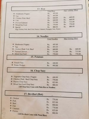 Menu with vegan options at Sempiternal  in Hikkaduwa