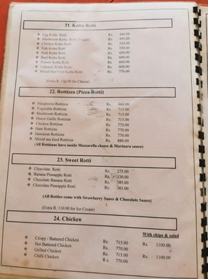 Menu with vegan options at Sempiternal  in Hikkaduwa