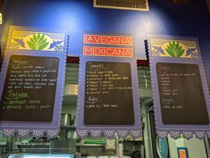 Menu from November 2021 at La Vegana Mexicana in Santa Ana