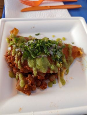 Potato chorizo quesataco at La Vegana Mexicana in Santa Ana