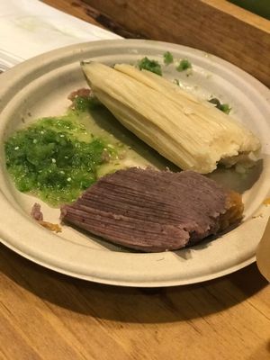 Blue corn tamale at La Vegana Mexicana in Santa Ana