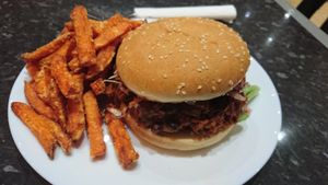 Pulled Jackfruit Burger (was on the Specials) at Dynamite Raw Cafe in Bury