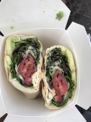 Avocado and hummus wrap  at Dynamite Raw Cafe in Bury