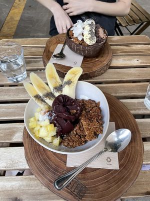 Açai bowl and peanut butter bowl   at Jester in Sevilla
