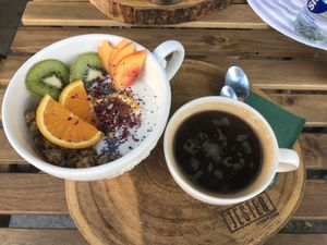 Coconut yogurt option v good! at Jester in Sevilla