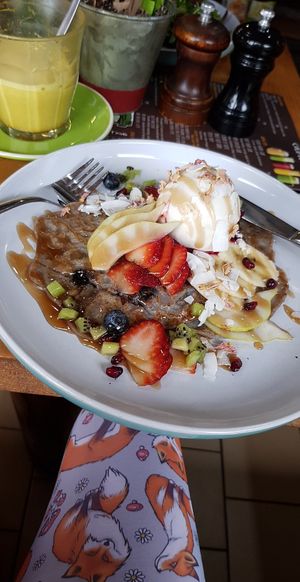 Protein pancakes, gf & vegan. at The Shack in Penrith