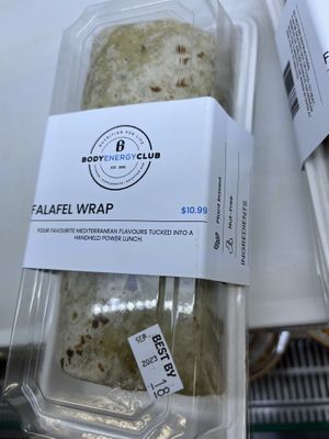 Plant-based falafel wrap  at Body Energy Club - Davie St in Vancouver