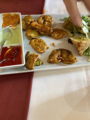 Vegan/vegetarian platter - already tucked into!  at Lal Qila in Munich