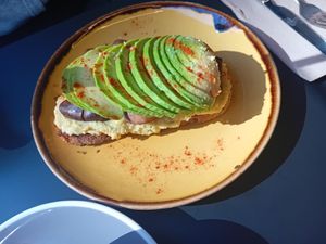Mushroom avocado toast at Roots LaMarca in Madrid