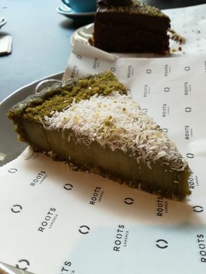 tarta de matcha at Roots LaMarca in Madrid