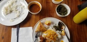 Oh! I did have a samosa lol. It was okay. Potato ball (ok). Cassava leaves (other greens are better). at Lukmaan in Zanzibar