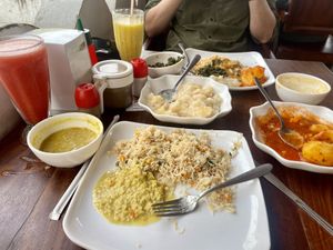 Dahl rice and vegetable dishes  at Lukmaan in Zanzibar