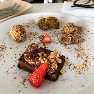 Chocolate cake at Vegessence in Belgrade