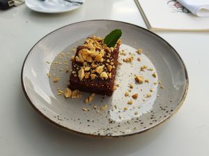Chocolate cake at Vegessence in Belgrade