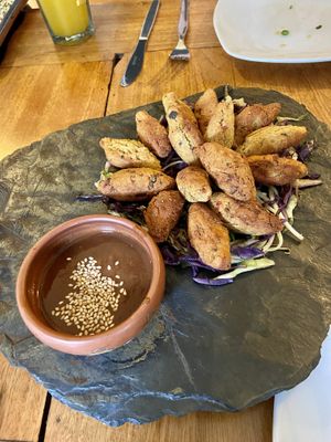 Falafel with tamarind sauce  at Kampu in Urubamba