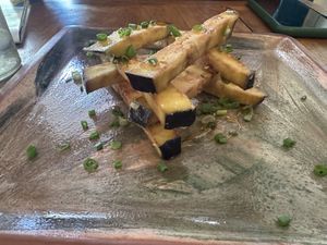 Aubergine and corn syrup. So yummy  at Kampu in Urubamba