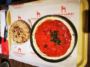 Hummus matbucha at Hummus Bar - Buda in Budapest