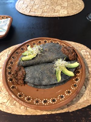 vegan quesadillas  at La Casa de las Mayoras in Cancun