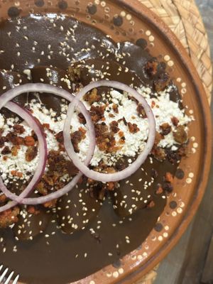 Emboladas rellenas de suadero vegano y chorizo   at La Casa de las Mayoras in Cancun