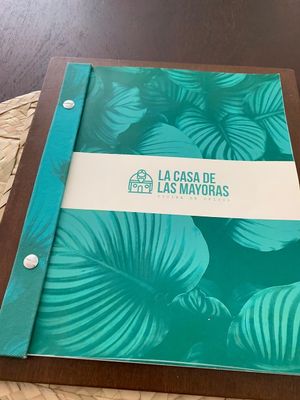 Menu at La Casa de las Mayoras in Cancun