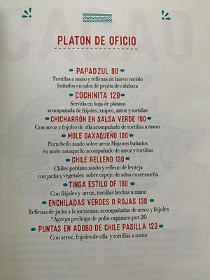 Menu  at La Casa de las Mayoras in Cancun