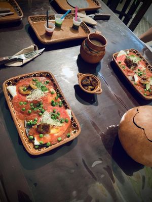 Huevos Motul and Cafe de olla. Delicious! Amazing blue corn tortillas   at La Casa de las Mayoras in Cancun